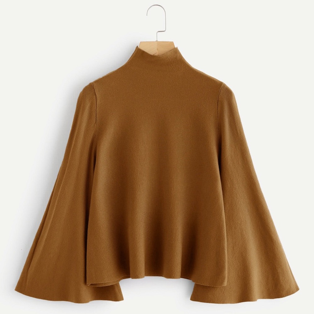 NWOT 🆕 Mock Neck Bell Sleeve Jersey Sweater